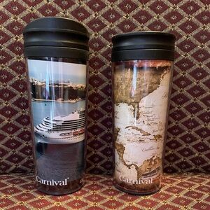 NWOT Two Carnival Cruise coffee cup tumblers. Never used.